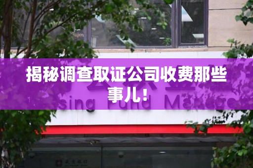 大连揭秘调查取证公司收费那些事儿！