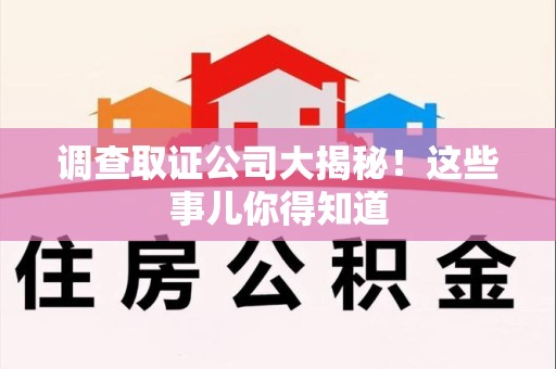 大连调查取证公司大揭秘！这些事儿你得知道