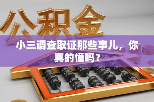 大连小三调查取证那些事儿，你真的懂吗？