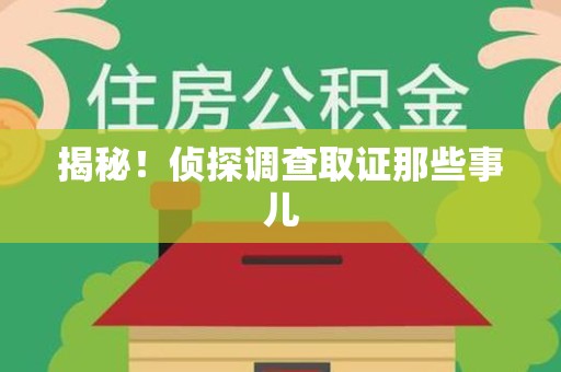 大连揭秘！侦探调查取证那些事儿