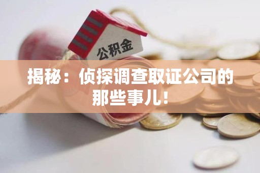 大连揭秘：侦探调查取证公司的那些事儿！