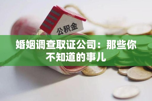 大连婚姻调查取证公司：那些你不知道的事儿