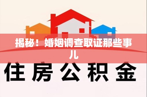 大连揭秘！婚姻调查取证那些事儿