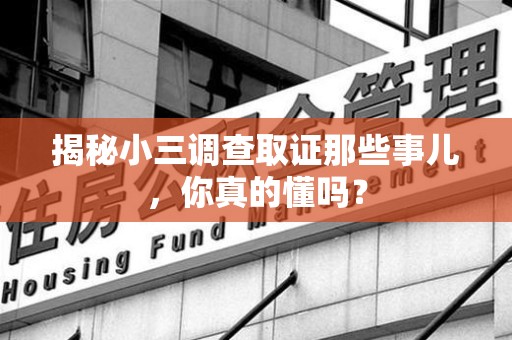 大连揭秘小三调查取证那些事儿，你真的懂吗？