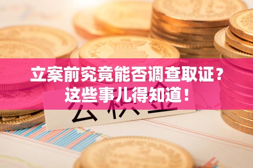 大连立案前究竟能否调查取证？这些事儿得知道！