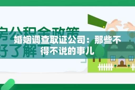 大连婚姻调查取证公司：那些不得不说的事儿
