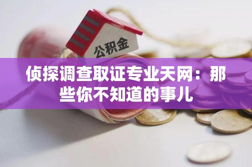 大连侦探调查取证专业天网：那些你不知道的事儿