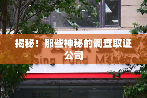 大连揭秘！那些神秘的调查取证公司