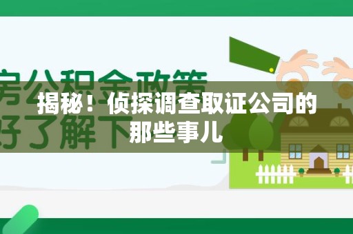 大连揭秘！侦探调查取证公司的那些事儿