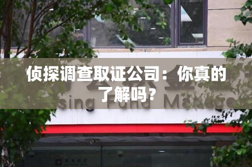 大连侦探调查取证公司：你真的了解吗？